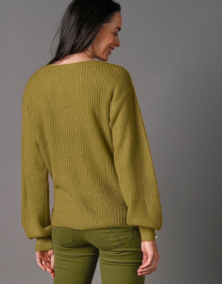 Pull col bateau, maille anglaise toucher mohair (vert mousse) Pull col bateau, maille anglaise toucher mohair (vert mousse)