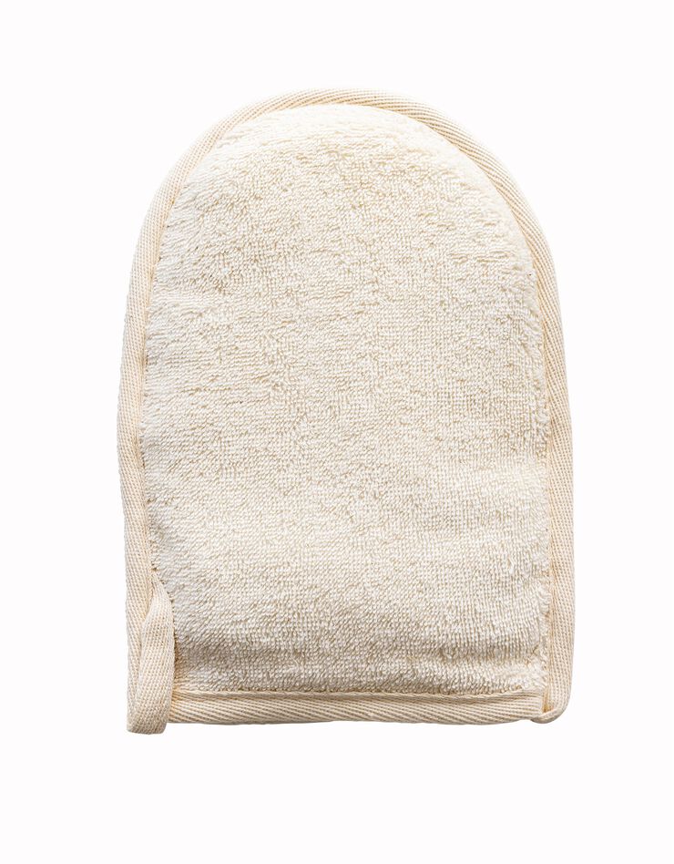 Gant loofah/coton massage pour droitiers ou gauchers (écru)