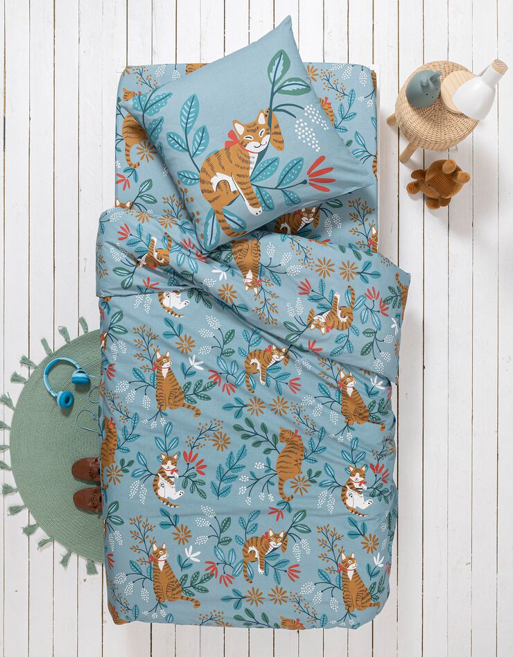 Linge de lit enfant imprimé Châtaigne - coton  (céladon)