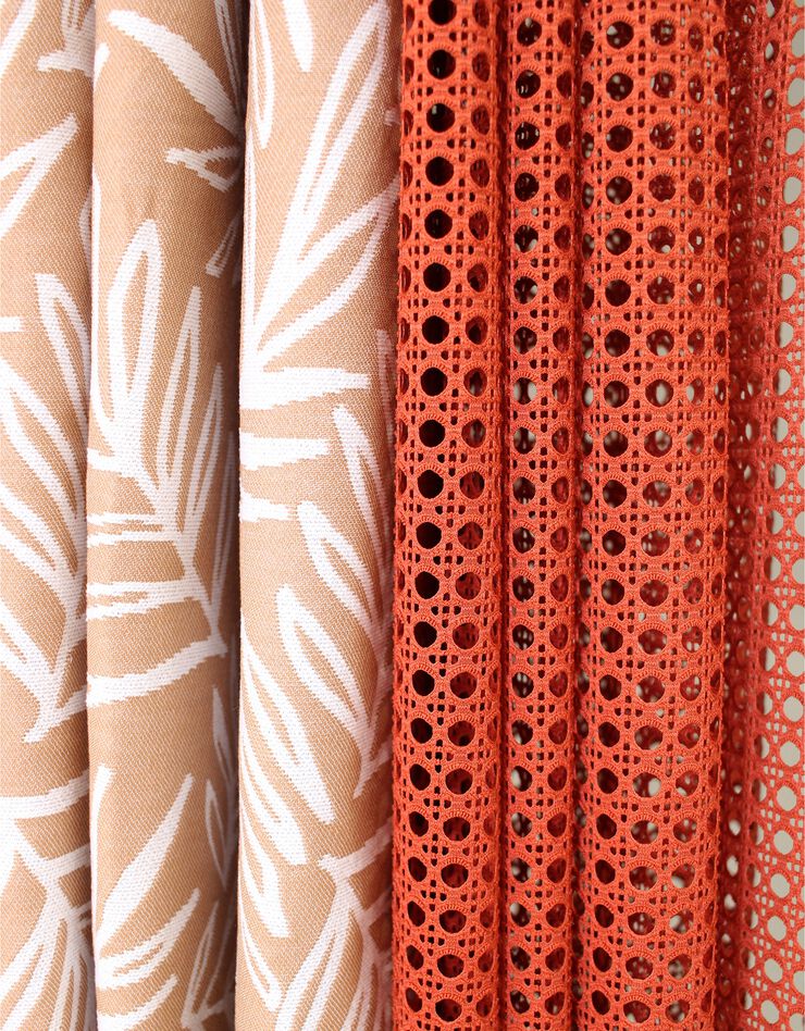 Rideau panneau brodé effet cannage  (terracotta)