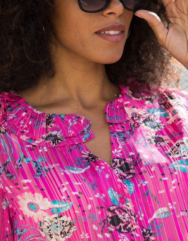 Blouse imprimée manches coudes (fuchsia) Blouse imprimée manches coudes (fuchsia)