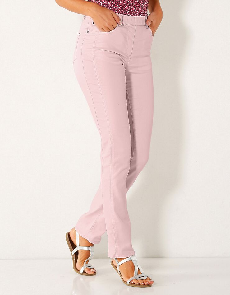 Pantalon stretch coutures affinantes (rose grisé)