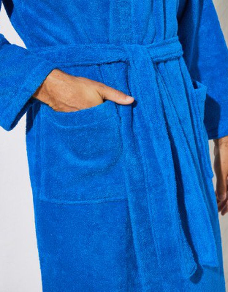 Peignoir mixte adulte col capuche éponge bouclette (bleu dur) Peignoir mixte adulte col capuche éponge bouclette (bleu dur)