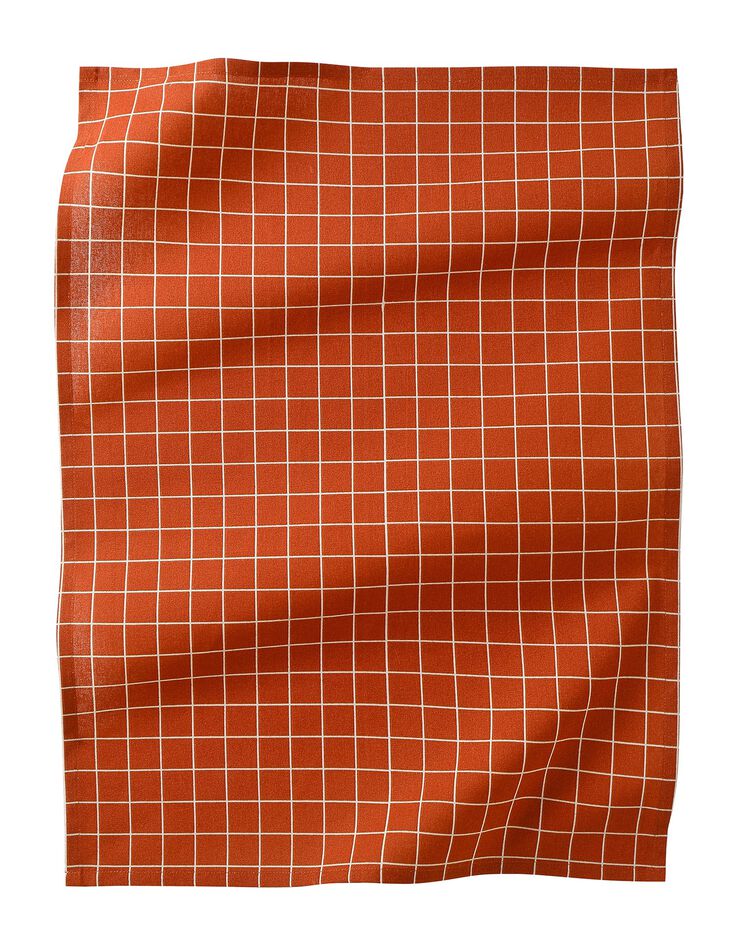 Torchon imprimé carreaux - lot de 3 (écru + gris + terracotta) Torchon imprimé carreaux - lot de 3 (écru + gris + terracotta)