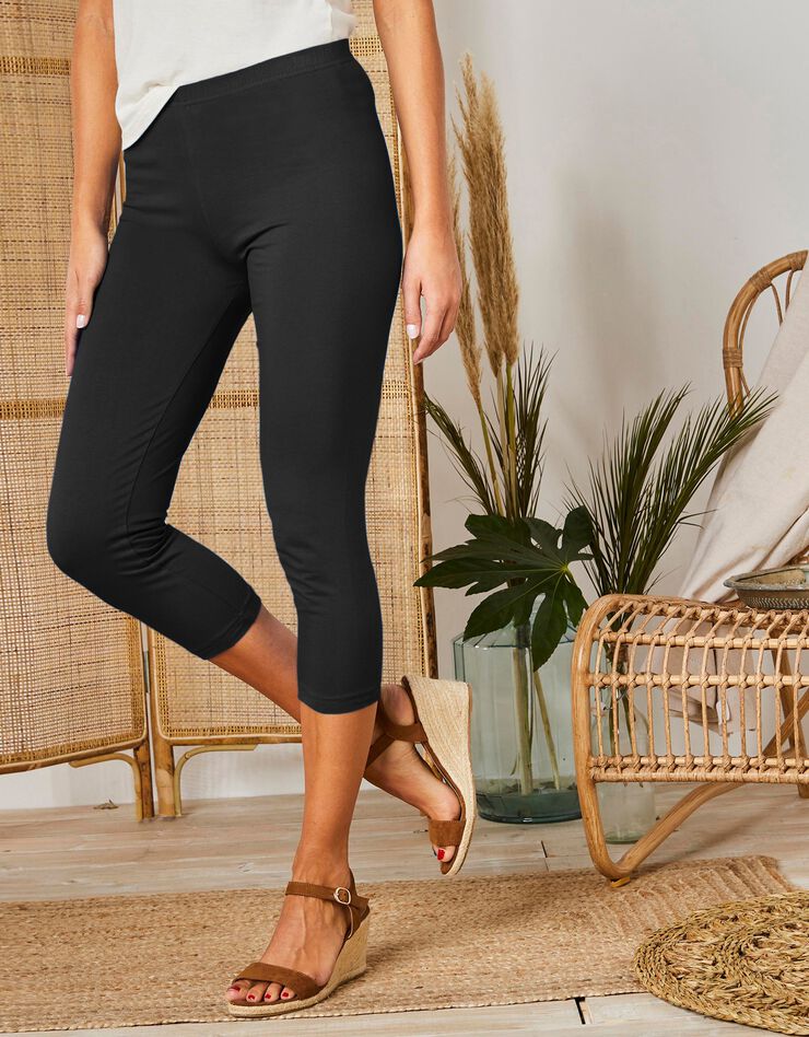 Legging 3/4 uni - lot de 2 (bleu jean / noir) Legging 3/4 uni - lot de 2 (bleu jean / noir)