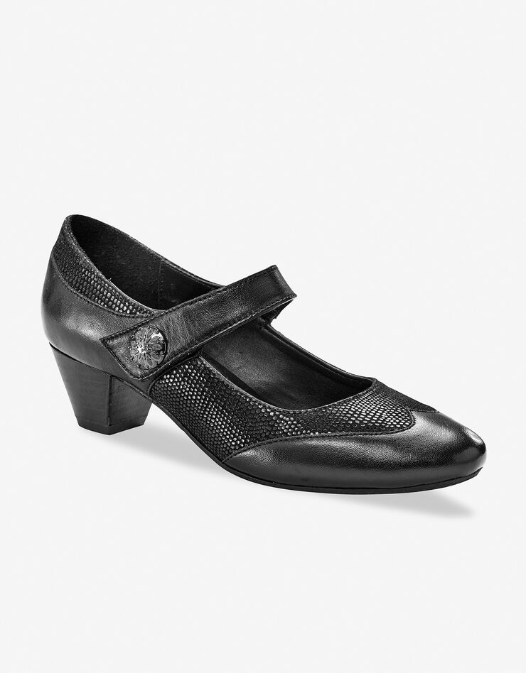 Babies en cuir à talon - noir (noir) Babies en cuir à talon - noir (noir)