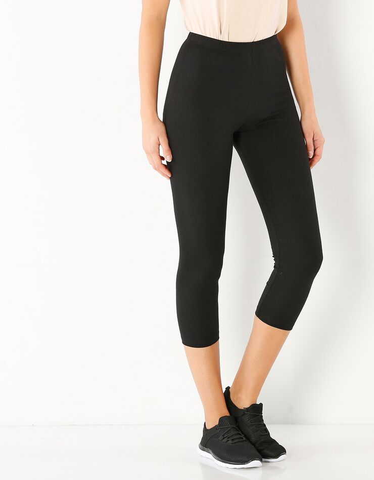Legging 3/4 uni - lot de 2 (blanc / noir) Legging 3/4 uni - lot de 2 (blanc / noir)