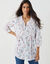 Tunique boutonnée à plis imprimé fleuri (blanc)