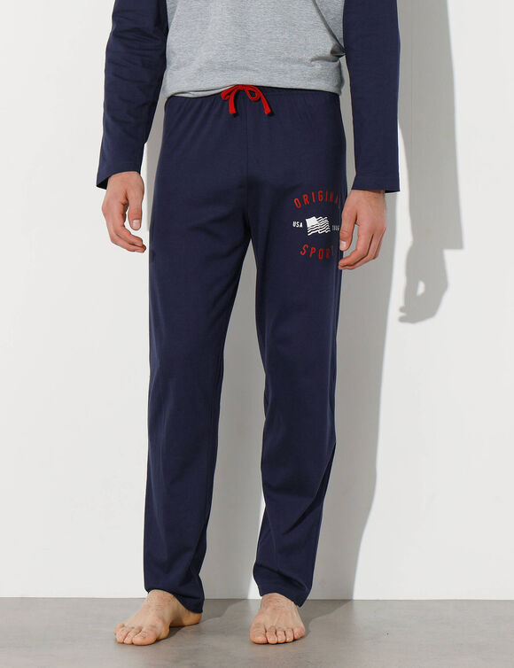Pantalon de pyjama bleu marine imprimé placé (marine)