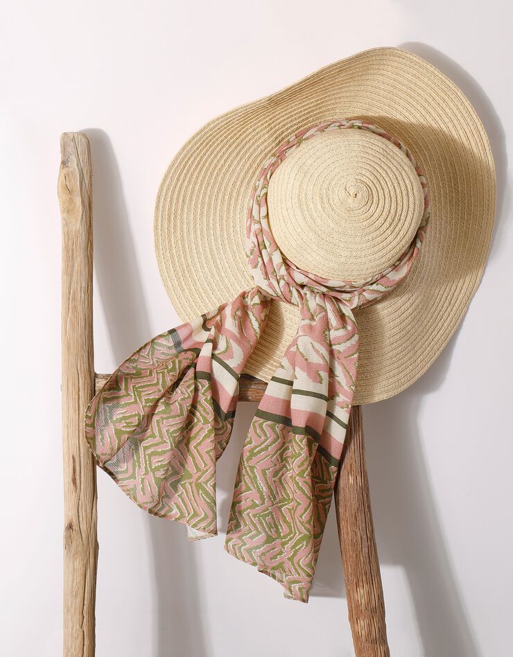 Foulard fabriqué en France imprimé peau de bête, 198x38 cm - coton biologique(1) (rose) Foulard fabriqué en France imprimé peau de bête, 198x38 cm - coton biologique(1) (rose)