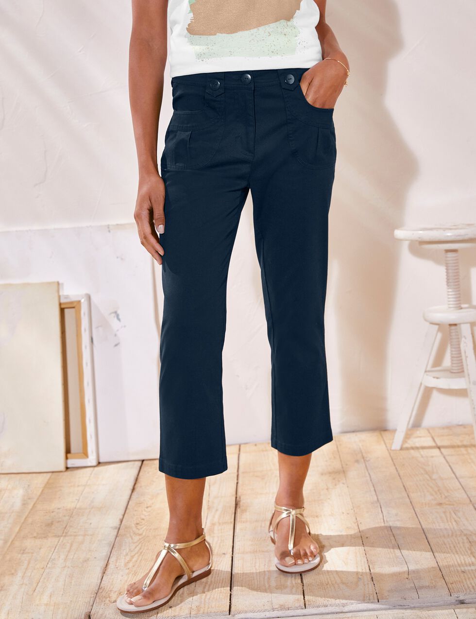 Pantacourt Droit Femme Miss Sixty - Taille W29 - Bleu - 65% Coton - Neuf Avec Étiquettes