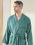 Peignoir mixte adulte uni coton éponge bouclette col kimono personnalisé (eucalyptus)