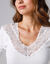T-shirt manches longues coton et dentelle  - lot de 2 (blanc)