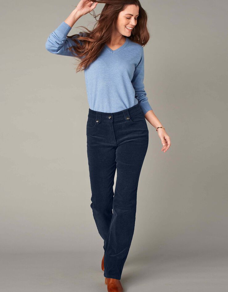 Pantalon droit, velours côtelé (marine) Pantalon droit, velours côtelé (marine)