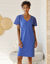 Chemise de nuit courte jersey et broderie anglaise (bleu)