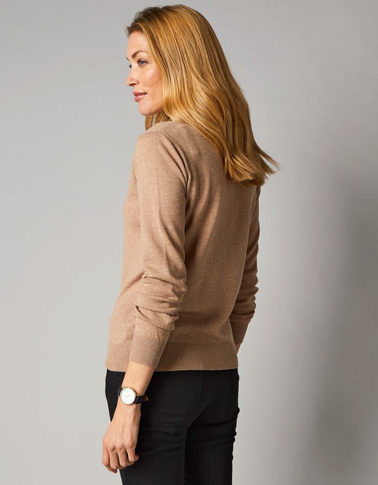 Pull col V, laine d'agneau (beige chiné) Pull col V, laine d'agneau (beige chiné)