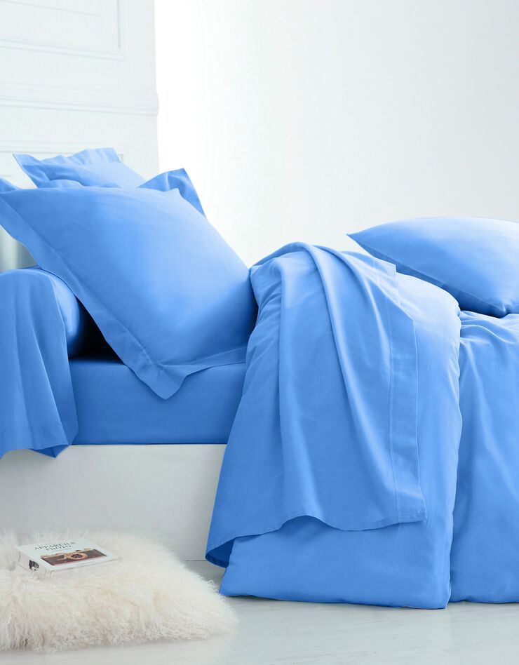 Linge de lit uni polyester-coton Colombine (océan)