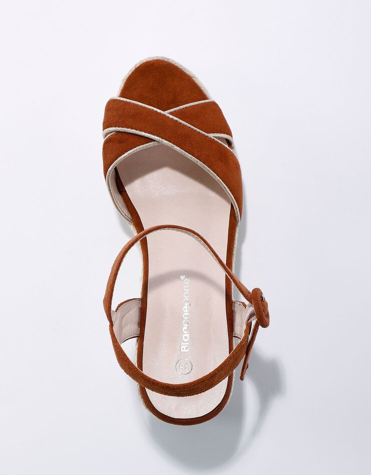 Sandales compensées corde à bout ouvert et boucle métal (caramel) Sandales compensées corde à bout ouvert et boucle métal (caramel)