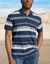 Polo maille piquée rayée, manches courtes (marine / gris)