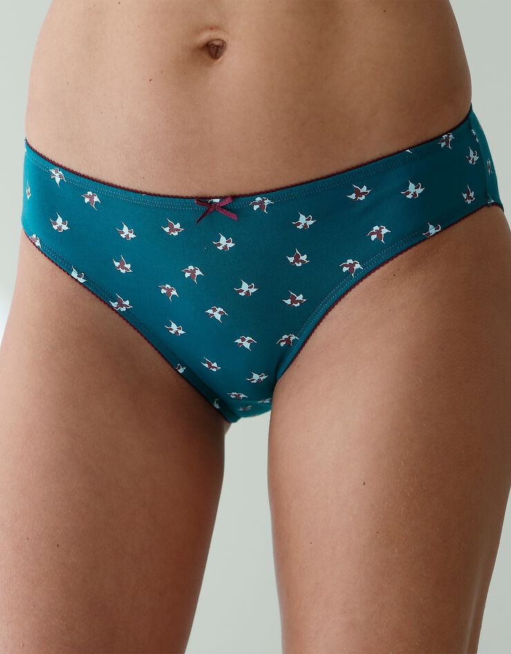 Culotte midi coton imprimé "fleur de lys" - lot de 4 (émeraude / bordeaux) Culotte midi coton imprimé "fleur de lys" - lot de 4 (émeraude / bordeaux)