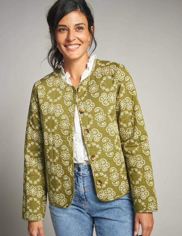 Veste matelassée imprimée (kaki)