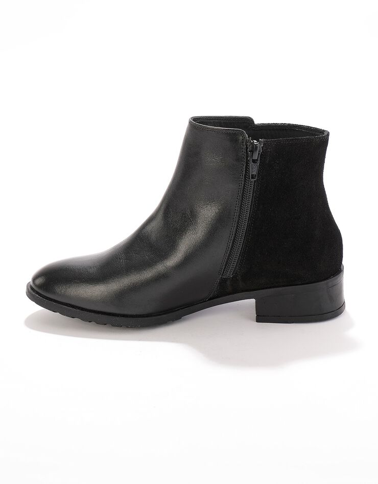 Boots cuir bi-matière détail rivet (noir) Boots cuir bi-matière détail rivet (noir)