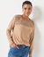 T-shirt col rond manches longues dentelle (noisette chiné)