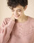 Pull col rond maille ajourée, toucher doux (rose grisé)