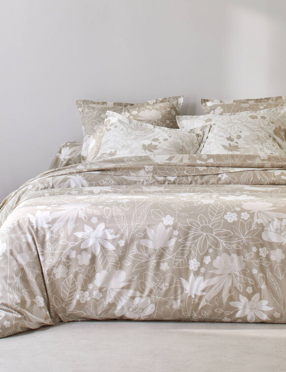 Linge de lit imprimé Pénélope coton (grège)