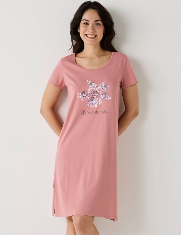 Chemise de nuit courte manches courtes  (rose)