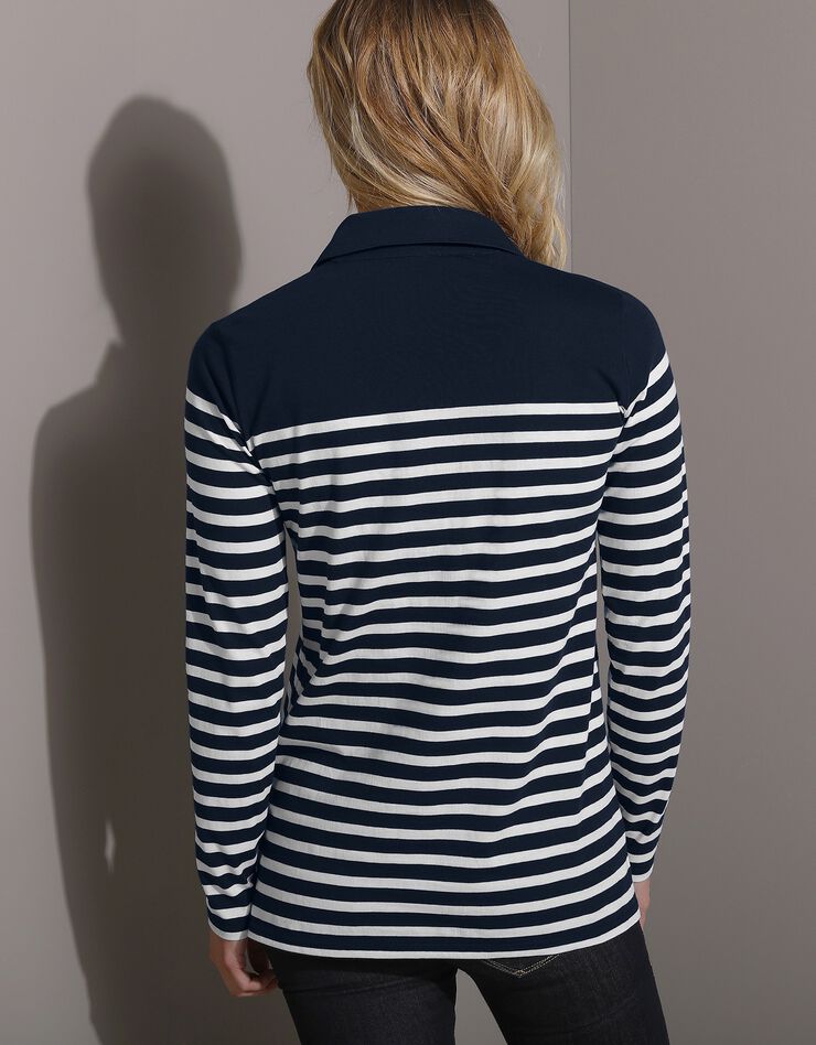 Polo rayé maille jersey (marine / blanc cassé) Polo rayé maille jersey (marine / blanc cassé)