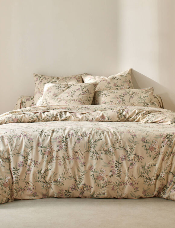 Linge de lit Yseult en flanelle imprimée (sable)
