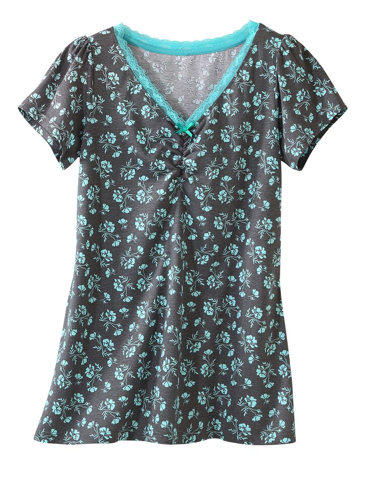 T-shirt pyjama jersey manches courtes (aqua / gris)
