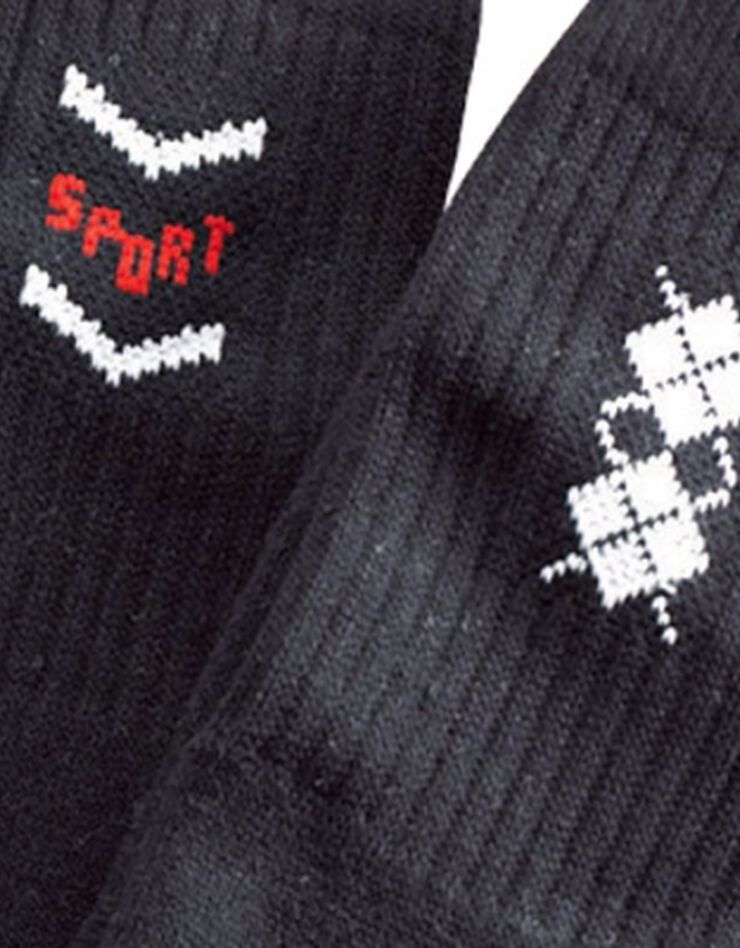 Mi-chaussettes motifs sport - lot de 10 paires (noir)