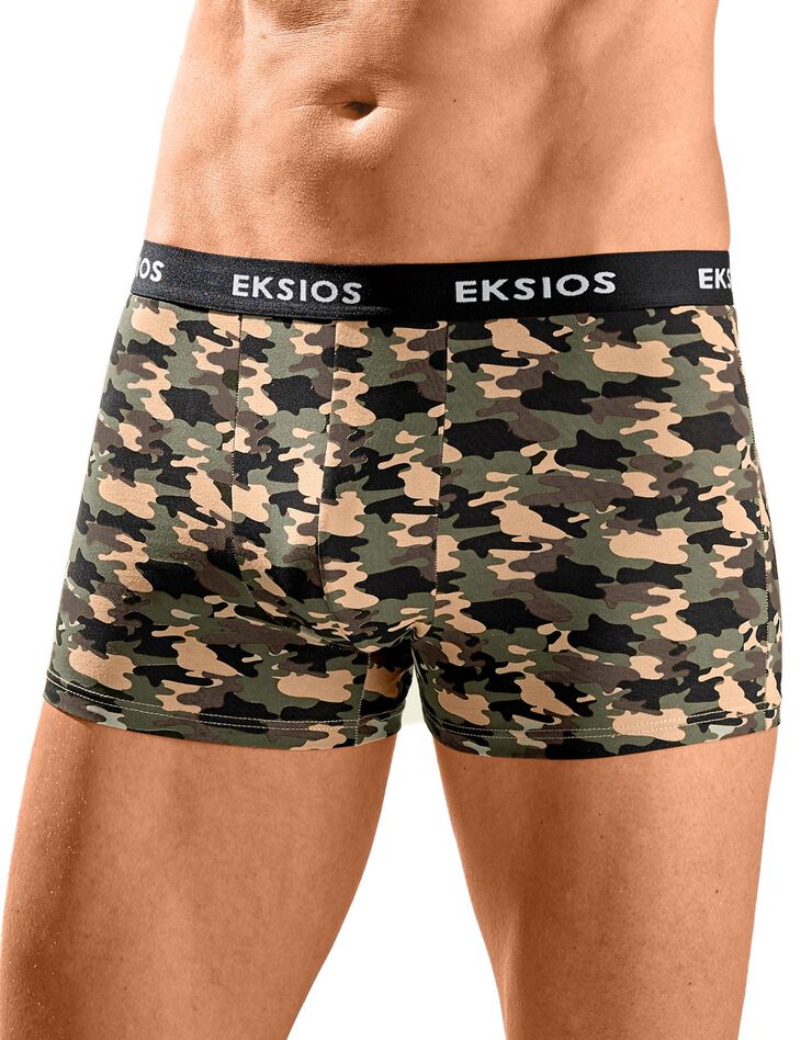 Boxer fermé élastiqué imprimé "camouflage" - lot de 4 (kaki / gris) Boxer fermé élastiqué imprimé "camouflage" - lot de 4 (kaki / gris)
