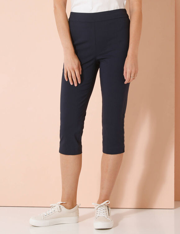 Pantalon capri taille haute (marine)