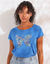T-shirt imprimé placé "papillon" (bleu)
