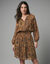Robe courte en voile imprim&eacute; (chocolat / vert)