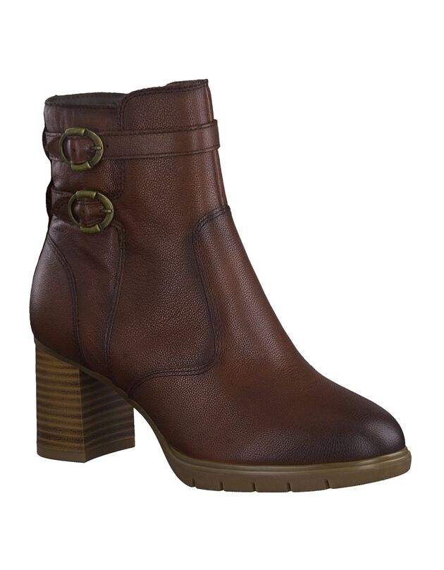 Boots à boucles dessus cuir - largeur confort (caramel)