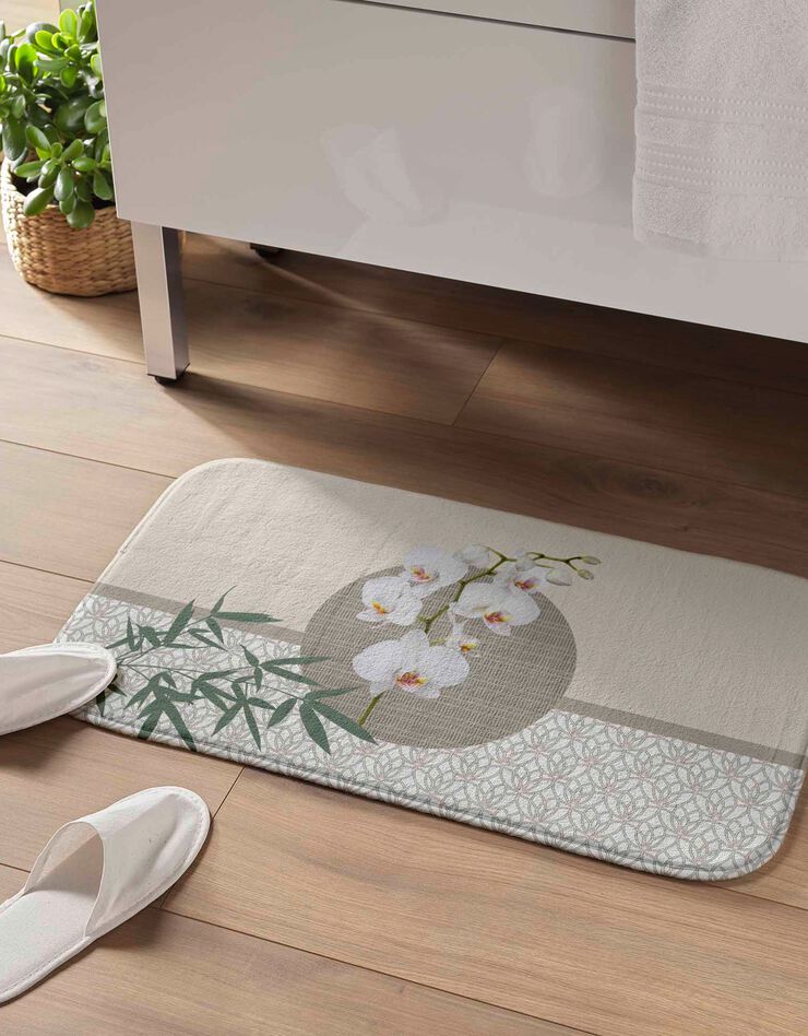 Tapis de bain orchidées (écru)