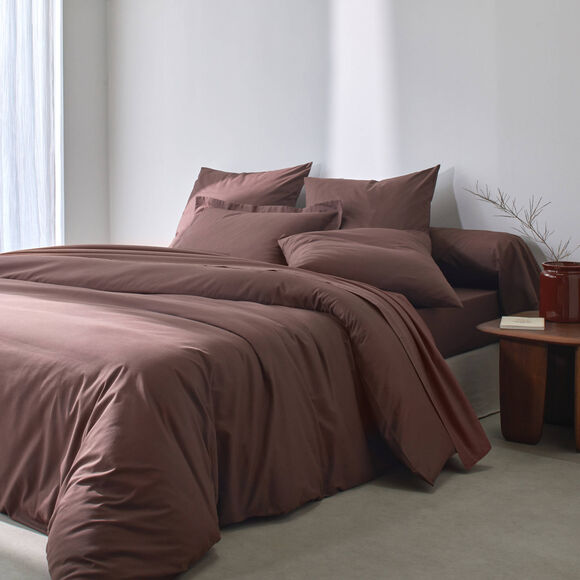Linge de lit uni coton  (chocolat)
