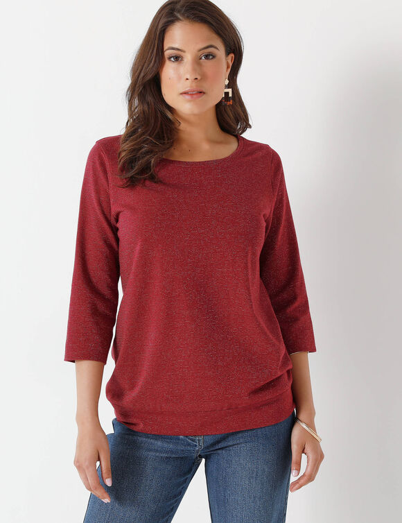 T-shirt maille brillante (bordeaux)