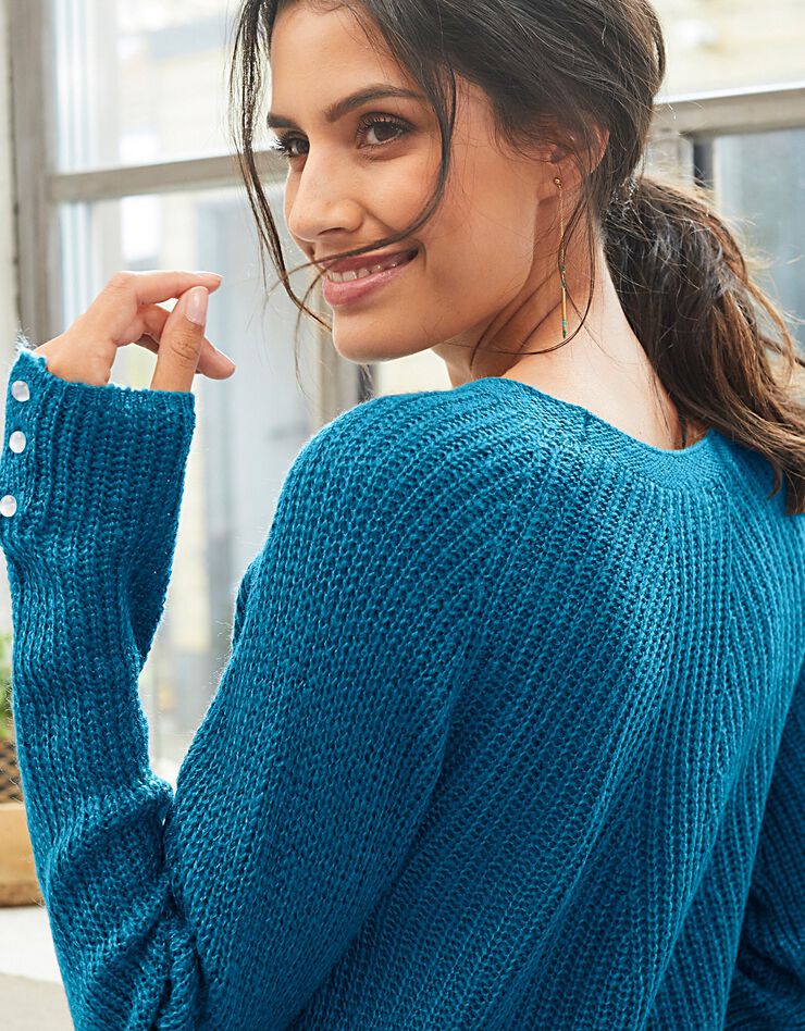 Pull évasé maille anglaise (bleu glacier) Pull évasé maille anglaise (bleu glacier)