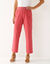 Pantalon coupe droite 7/8ème taille élastiquée, lin coton (framboise)