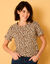 T-shirt manches courtes à revers, imprimé peau de bête (beige)