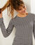 T-shirt col rond imprimé pied-de-poule, stretch (noir / blanc)