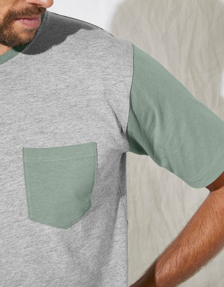 Tee-shirt pyjama bicolore manches courtes (gris / vert) Tee-shirt pyjama bicolore manches courtes (gris / vert)