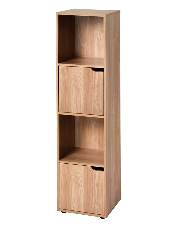 Meuble de rangement STAVRA &ndash; 4 cases, 2 portes (naturel)