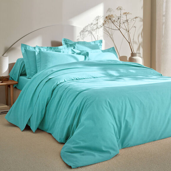 Linge de lit uni coton  (lagon)
