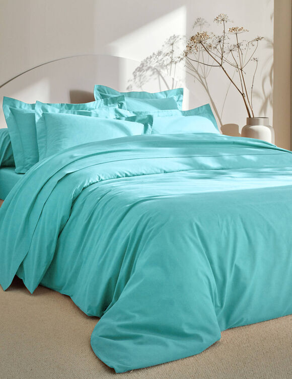Linge de lit uni coton  (lagon)
